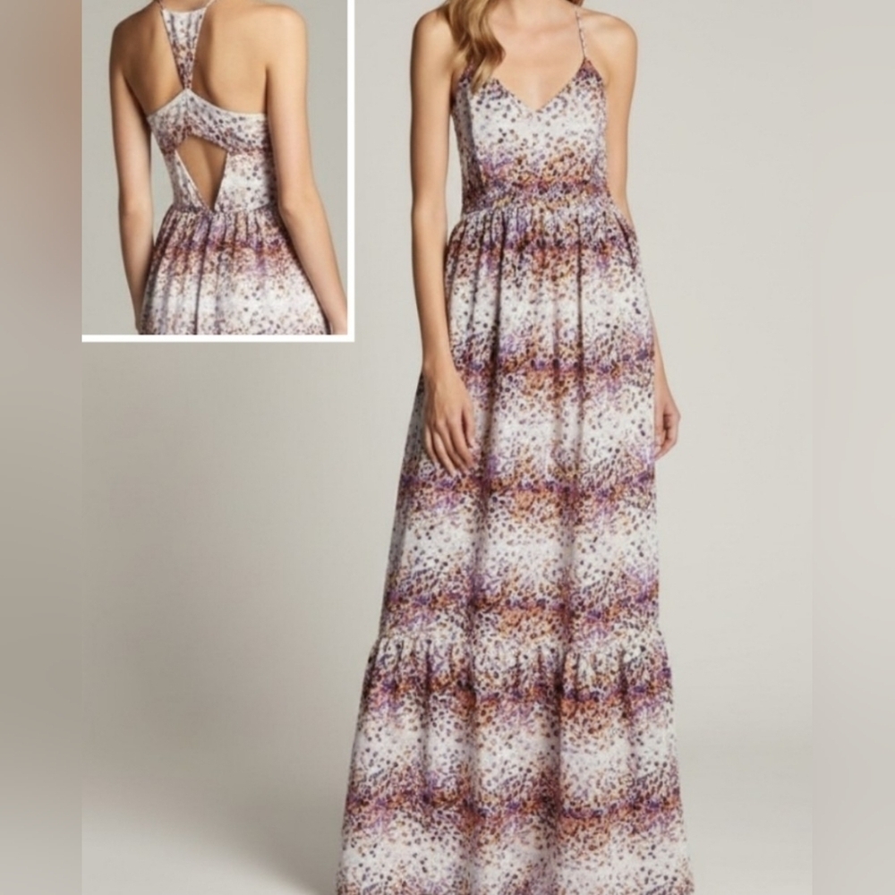 Parker Cornelia Silk Dress In Royal Scatter Size S